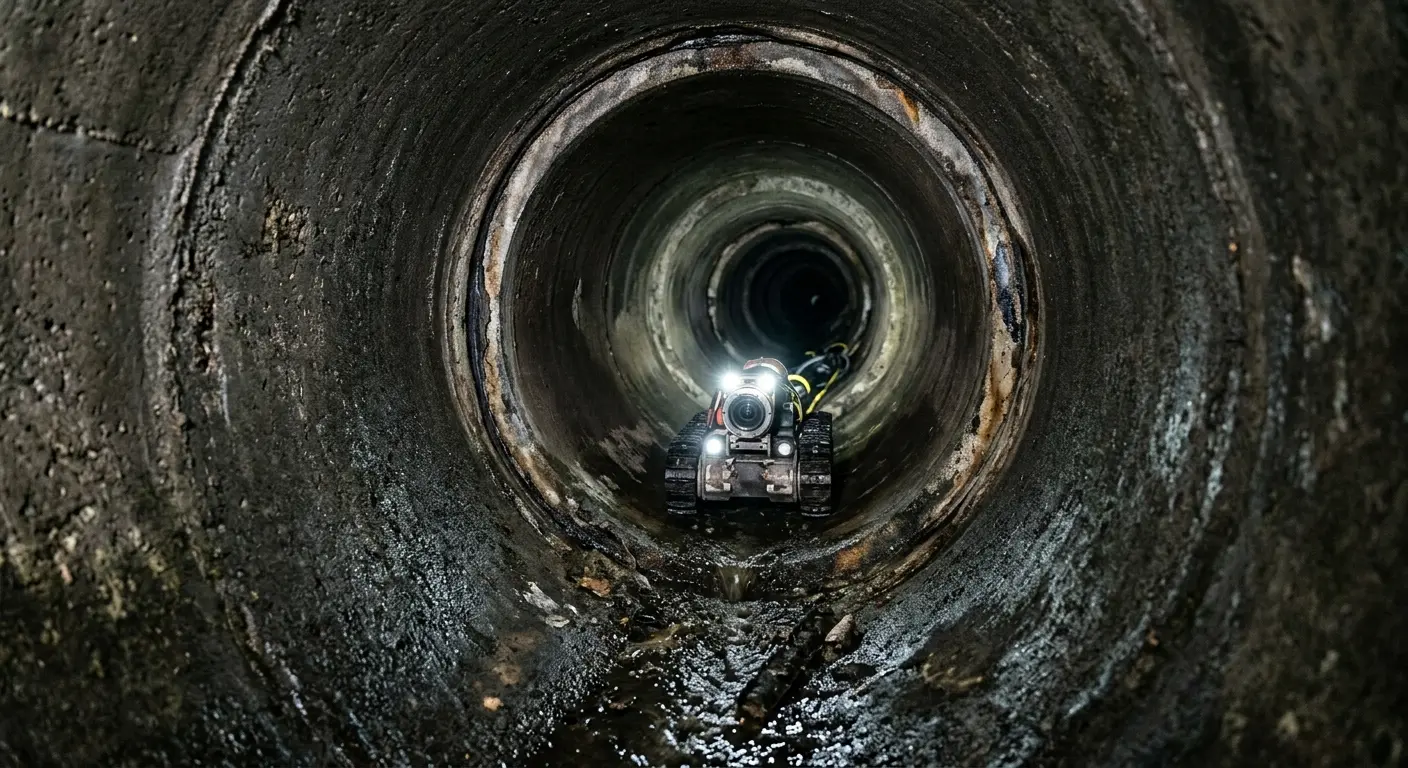 Robotic sewer camera inspecting pipe interior for Sewer Line Cleaning in Waianae